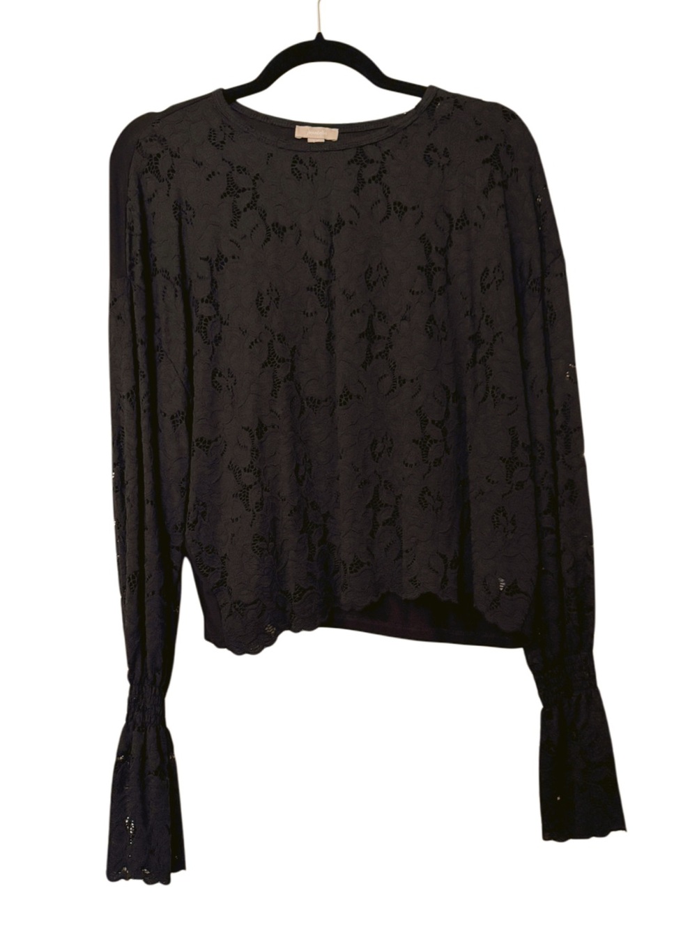 Black Floral Lace Bell Sleeve Women's Top Goth Whimsigoth Witchy